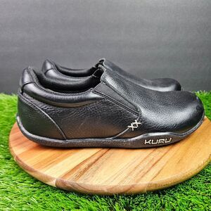 Kuru Kivi Black Leather Slip On Shoes Women's 8.5 Wide Comfort Casual Loafers